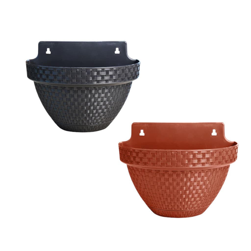 Vaso Terracota Preto Rattan Plantas Decoração Meia Lua 3 L