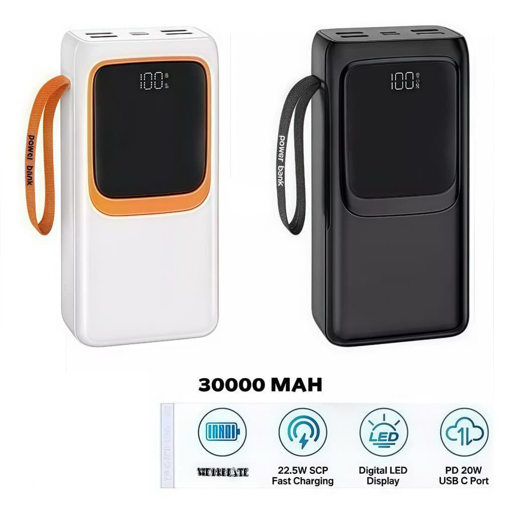Carregador portátil Power Bank 30000mah Carregamento  PD 66W