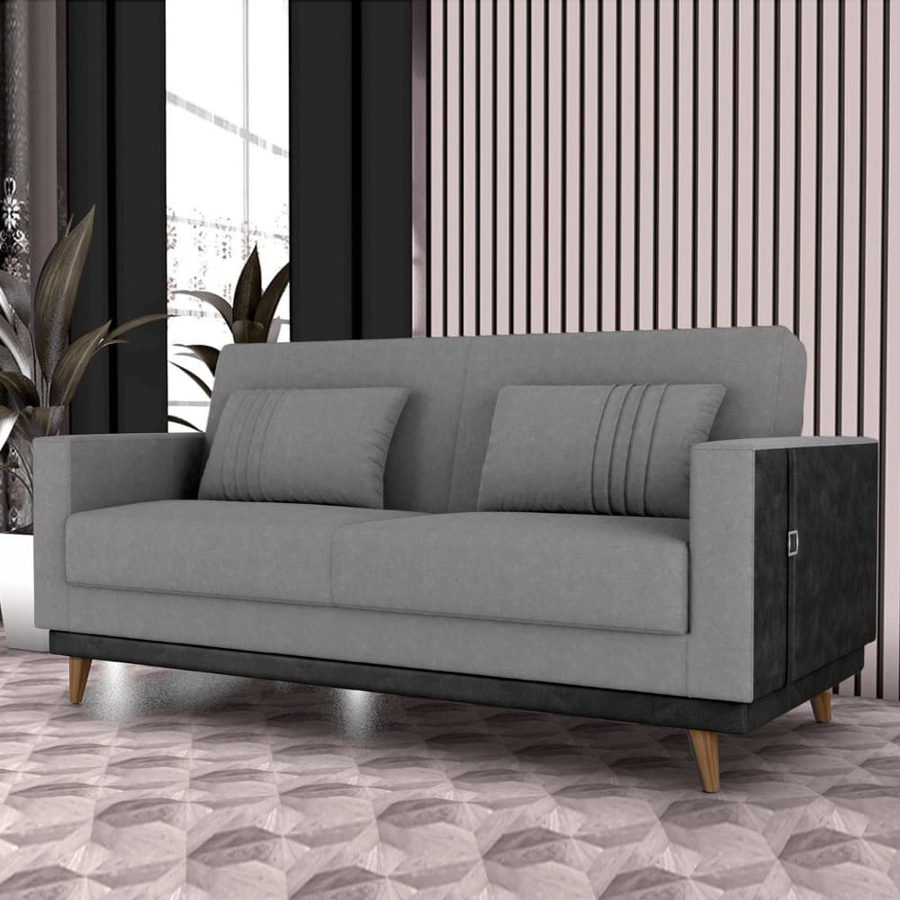 Estofado Sofá Cama 2 Lugares Esther Tecido Suede 203x95x90cm