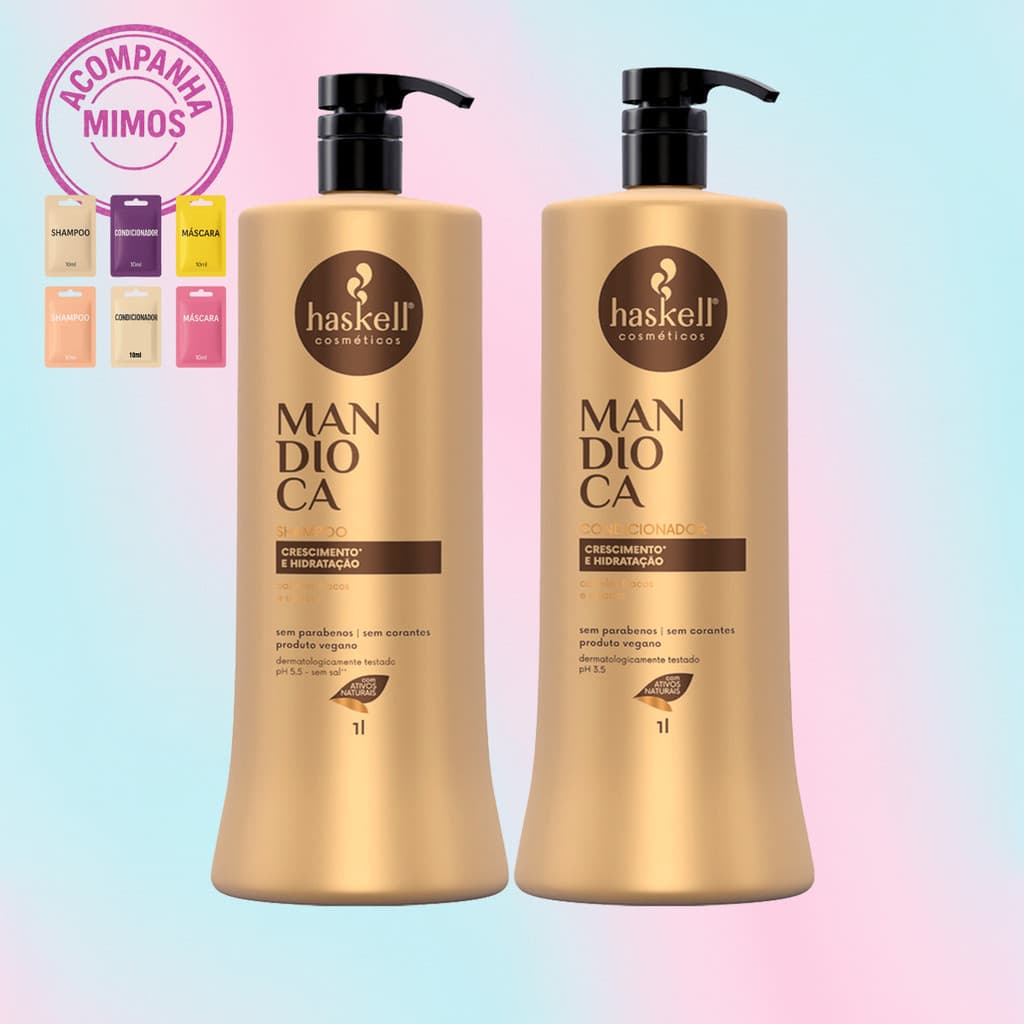 Kit Shampoo e Condicionador 1L Haskell Mandioca