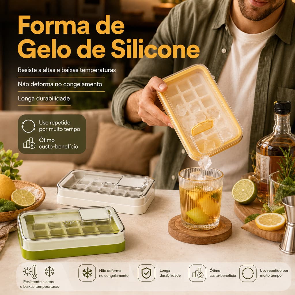 Alimentos Grau Moldes de gelo Aperte remover gelo Caixa gelo caseiro Caixa gelada Contato zero Tampa fechada encher