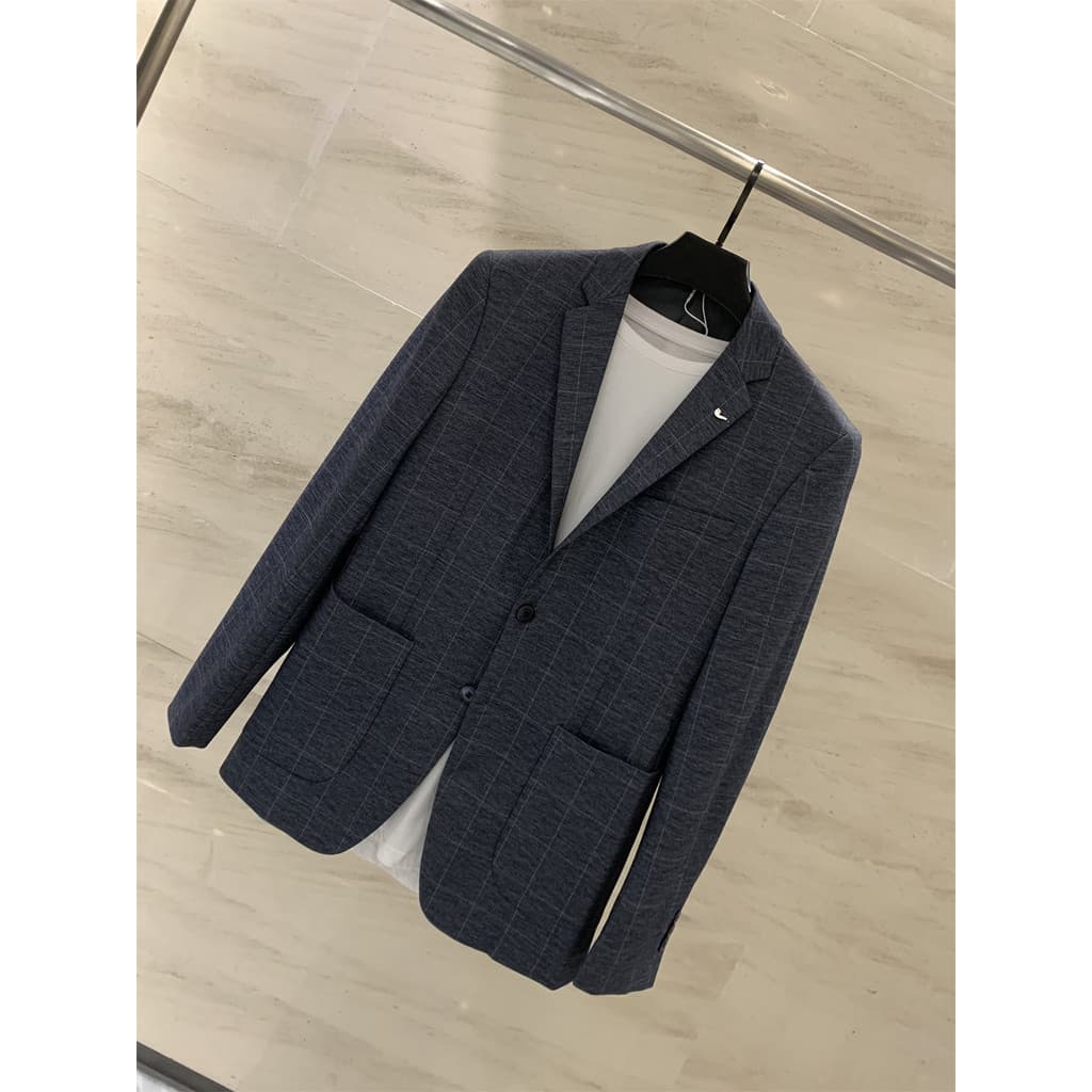 Série H Yuan!Macio elástico Anti-rugas negócios escuro xadrez camurça primavera outono estilo fino masculino Casual únic