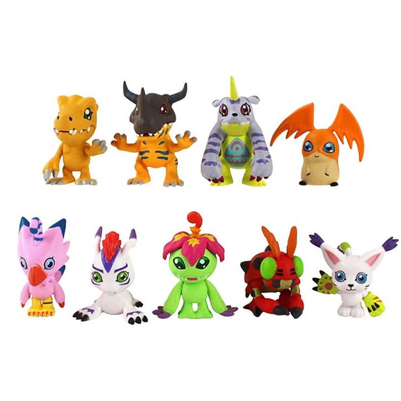 9 Peças/Lote Figuras de Aventura Digimon de 3-5cm: Tailmon, Gomamon, Piyomon, Agumon, Patamon, Gabumon, Tentomon, Palmon