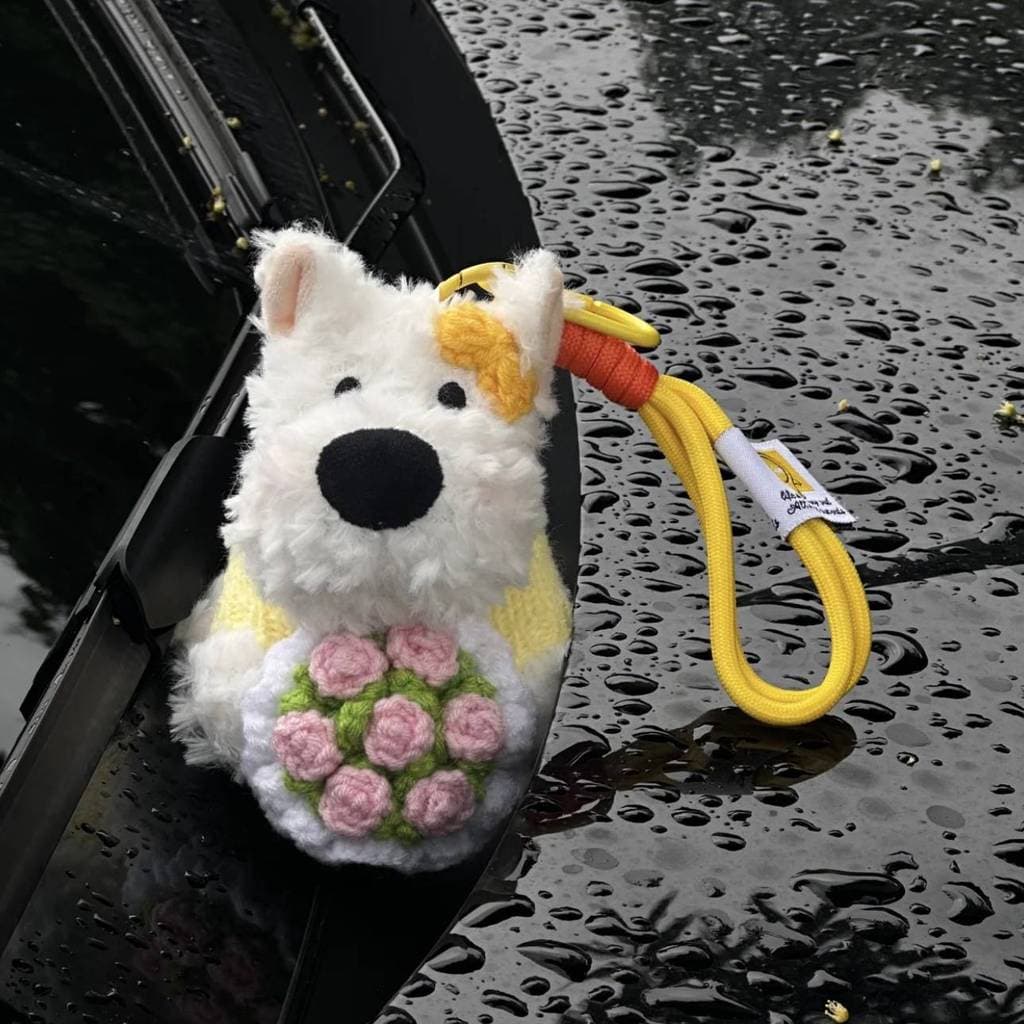 Pequeno livro vermelho mesmo estilo West Highland cão boneca de pelúcia saco pingente bonito boneca chaveiro ornamentos
