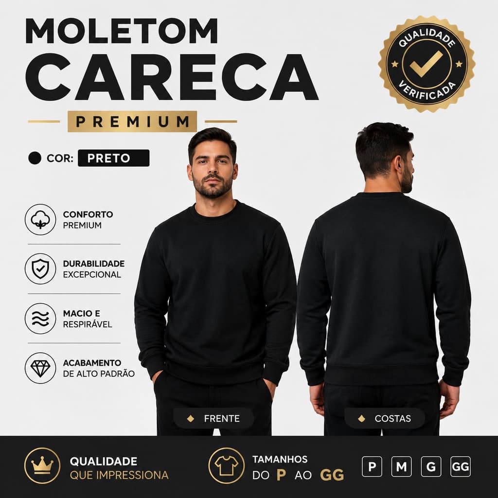 Blusa Moletom Careca Masculino Sem Capuz Gola Redonda Casaco Frio Flanelado Grosso Streetwear Casual Minimalista Basico