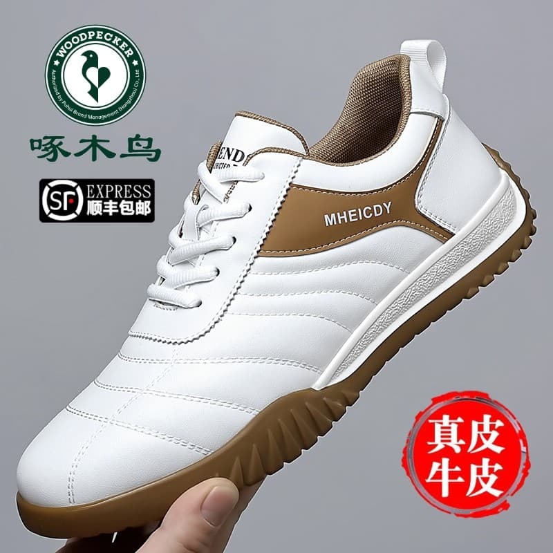 Woodpecker sapatos masculinos de couro genuíno sapatos casuais de couro masculino All-Match leve respirável tênis sola m