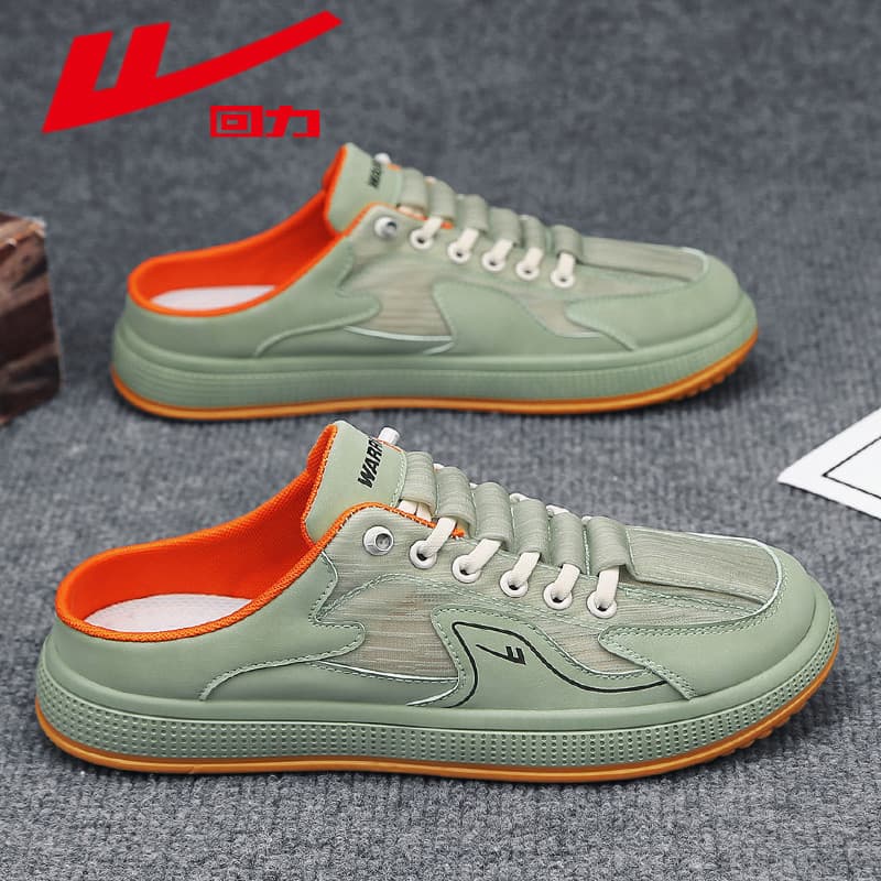 Puxar para trás meia-chinelos sapatos de lona sapatos masculinos verão respirável preguiçoso um Pedal sapatos masculinos