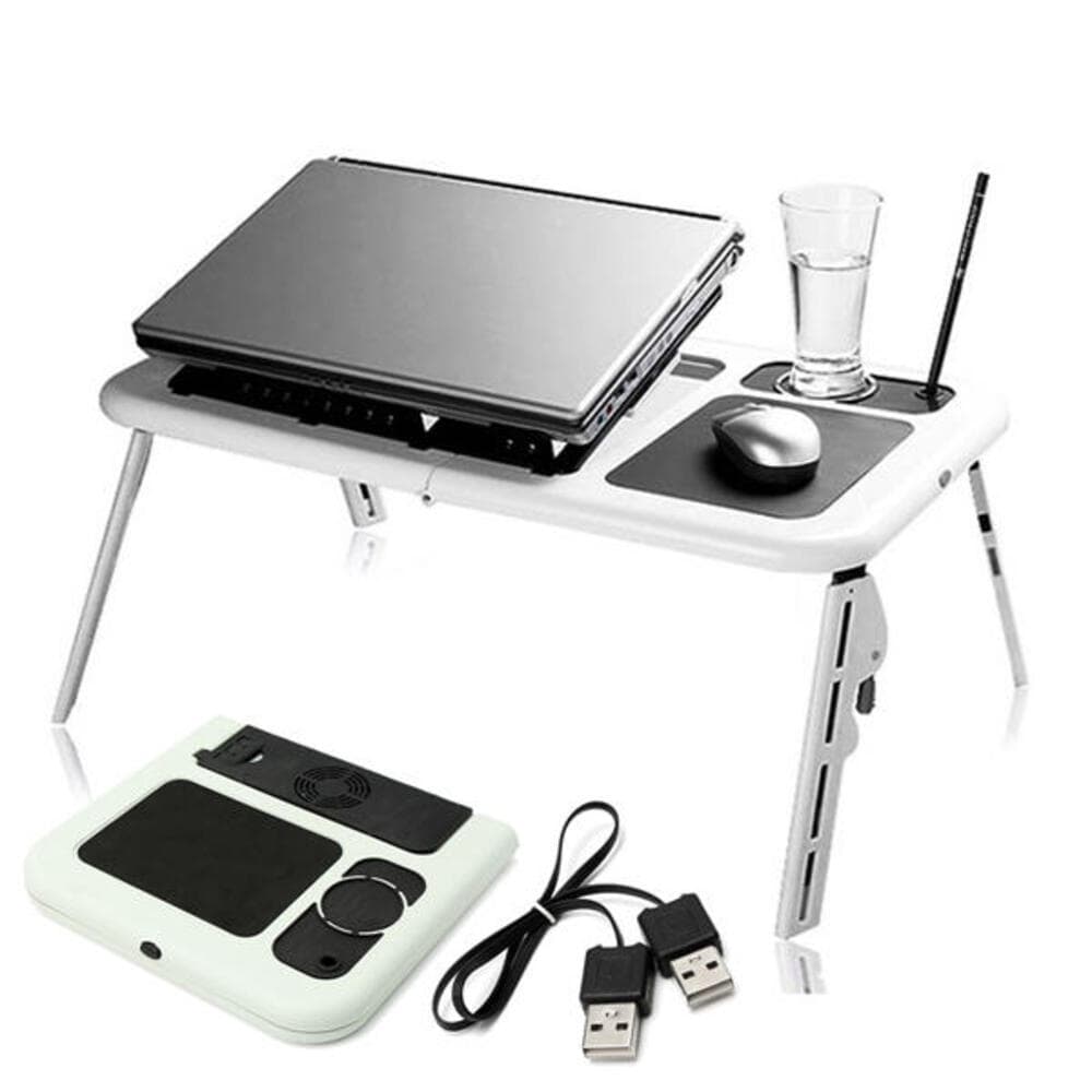 Mesa Notebook Com Cooler USB Suporte Dobrável Sofá Cama Home