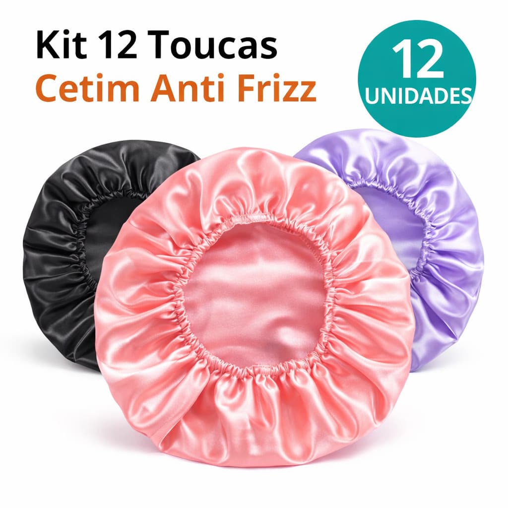 Kit 12/ Toucas de Cetim Cor Única Profissional Anti-Frizz – Cor única ou aleatoria