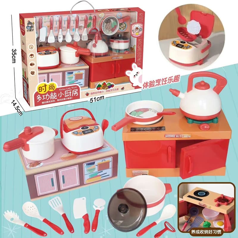 Frete grátis: grande conjunto de cozinha para meninos e meninas cozinhar, caixa de presente para brincadeiras de faz de