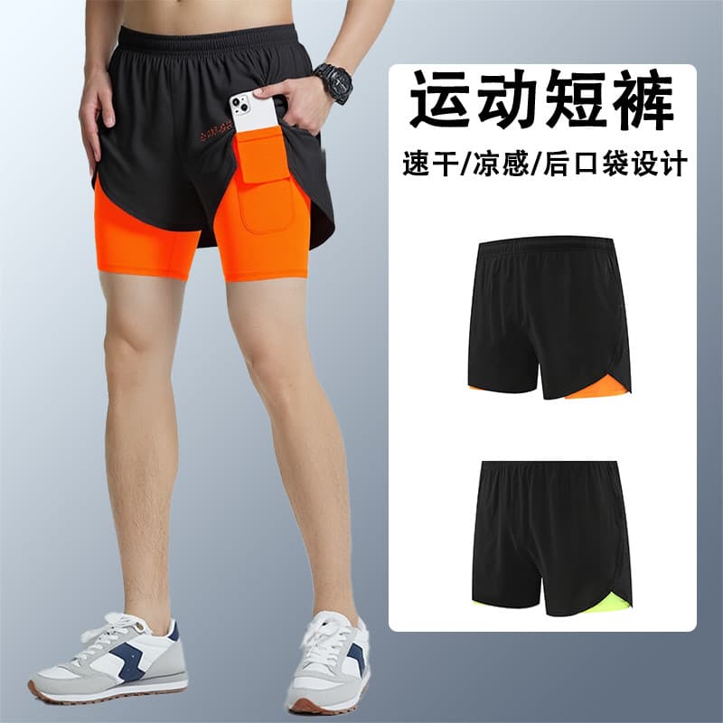 Shorts esportivos masculinos falsos de duas peças verão de secagem rápida calças de corrida basquete futebol roupas de F