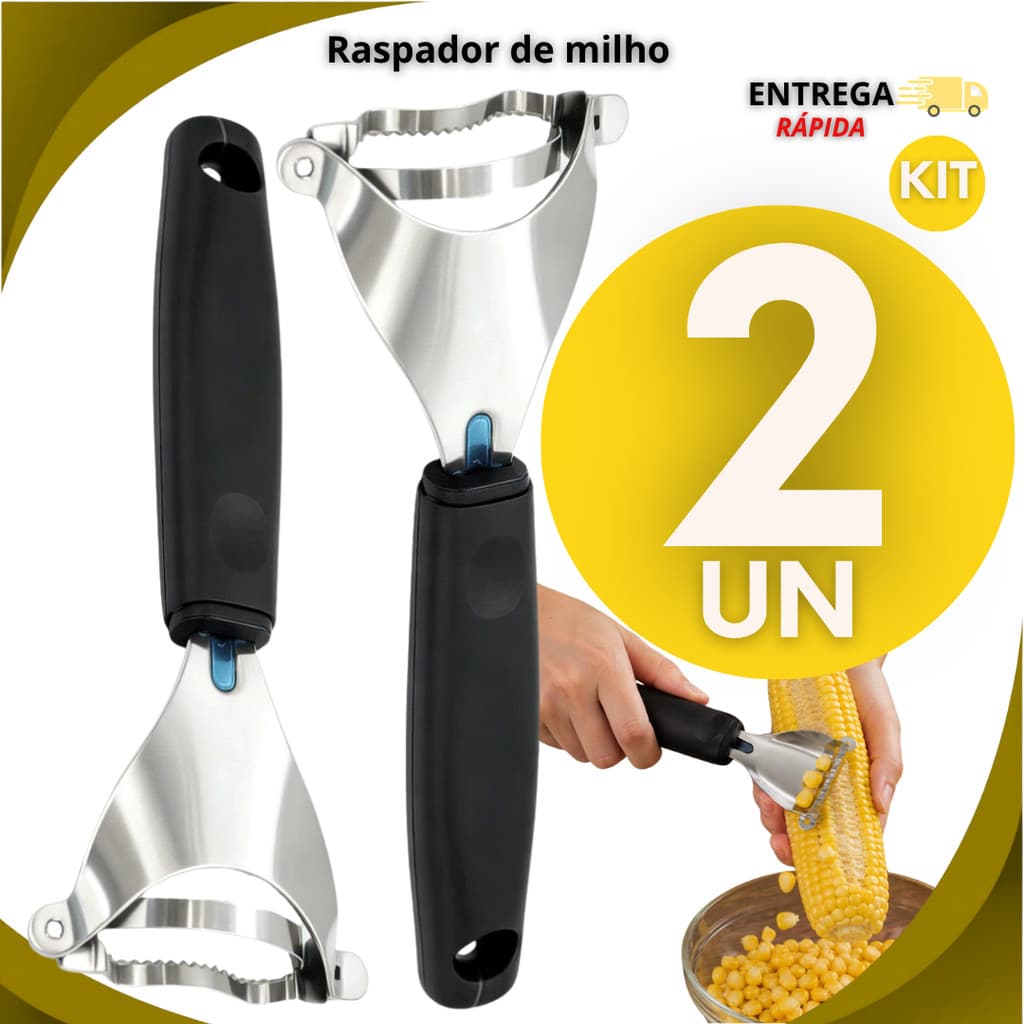 Descascador De Milho Verde Em Aço Inox Cortador Cabo Plástico Debulhador Cores Sortidas