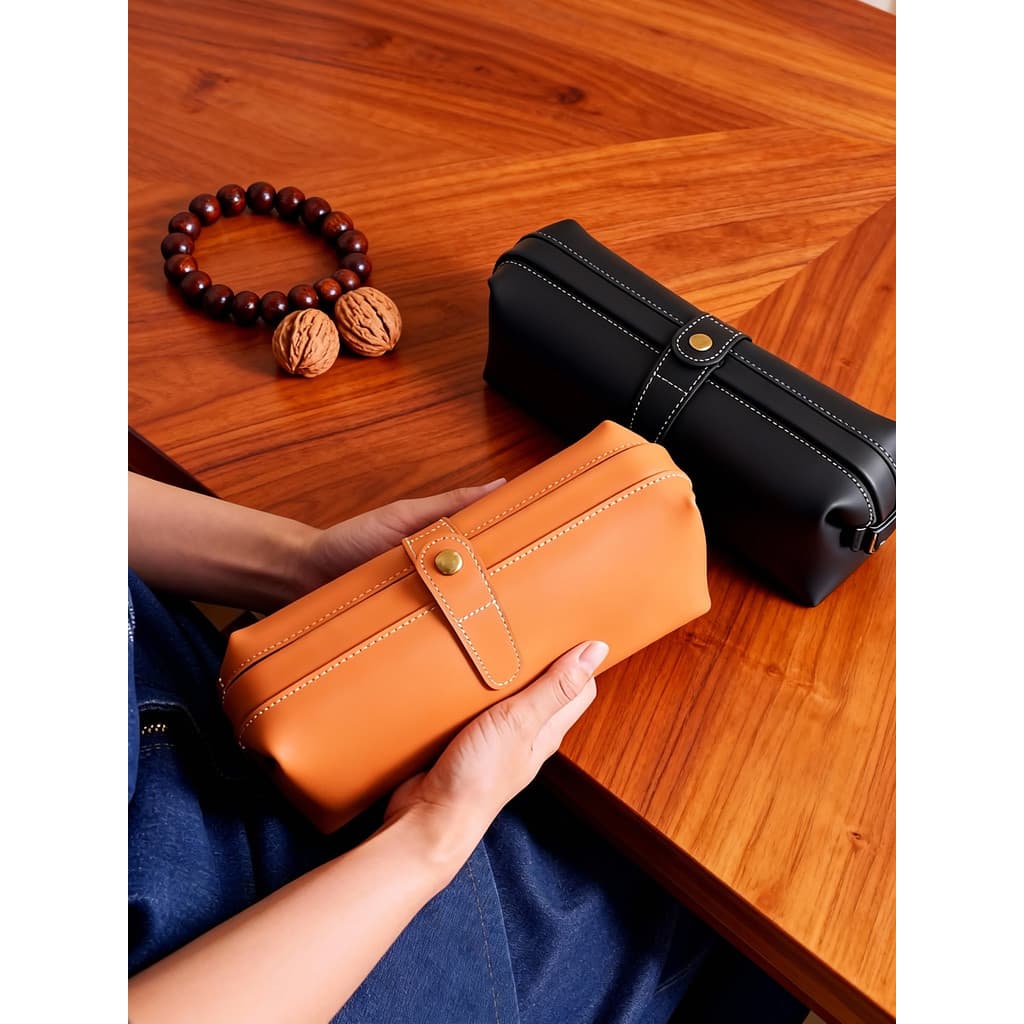 Bolsa de higiene pessoal para viagem de negócios, bolsa de couro de primeira camada para homens e mulheres, novo estilo,