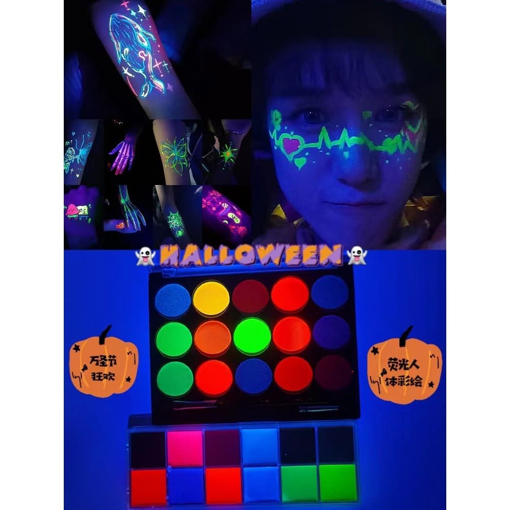 Halloween fluorescente pintura corporal cor a óleo solúvel em água pintura facial Drama carnaval Festival de música palc