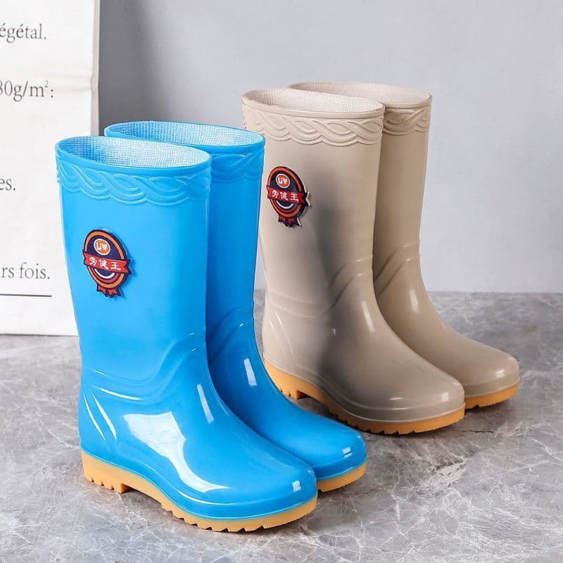 Botas de chuva femininas até o meio da panturrilha, elegantes, impermeáveis e antiderrapantes, adequadas para lavanderia