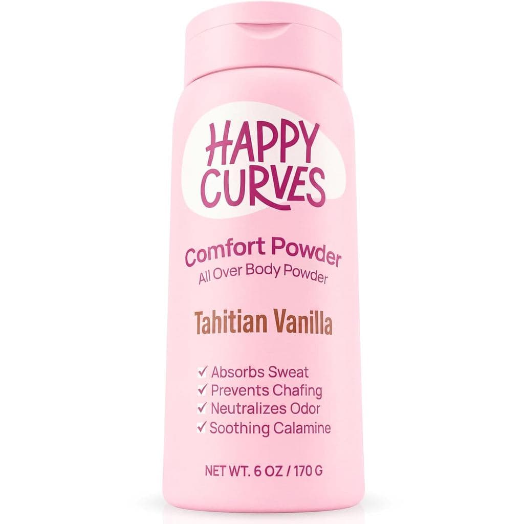 HAPPY CURVES Pó Conforto: Pó Desodorante Corporal e para os Pés Sem Talco para Controlar o Atrito na Parte Interna da Co