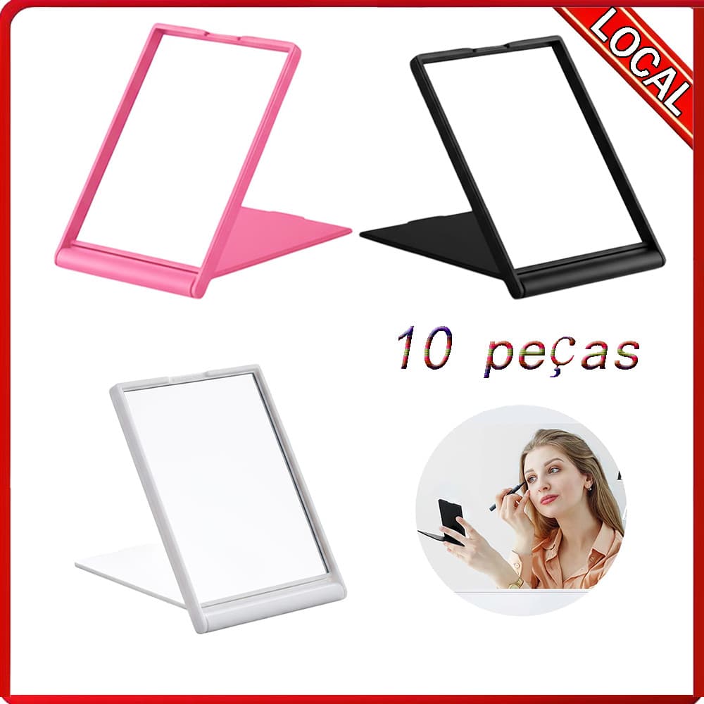 10 espelhos pequenos quadrados Flip disponíveis cores 7.5x5.3cm pequeno portátil adequado para viagens