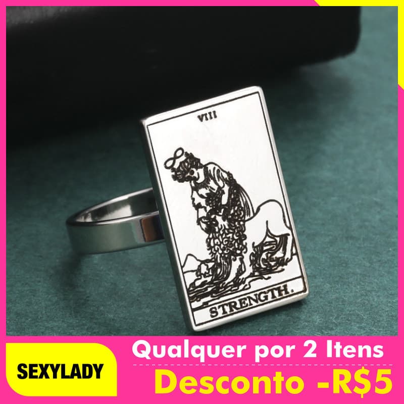 Anel de Carta de Tarot para Mulheres e Homens, Anel de Aço Inoxidável, Presente de Moda, Acessórios, Presentes de Joalhe
