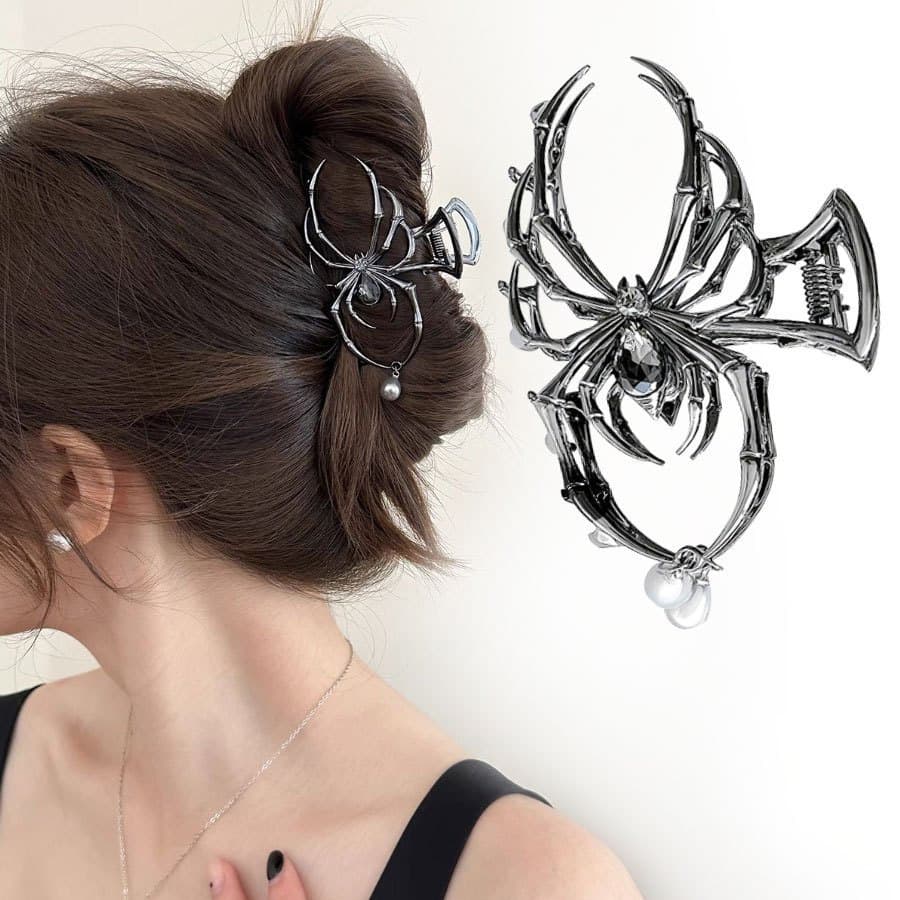 Presilha de cabelo grande e única em estilo europeu e americano, com design de aranha, novo estilo doce e moderno Y4DE.