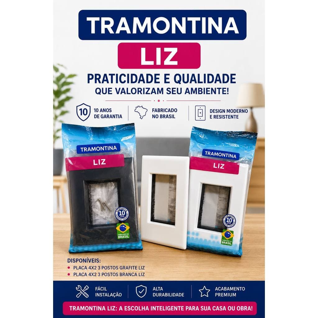 Placa Tramontina 4x2 3 Módulos Liz