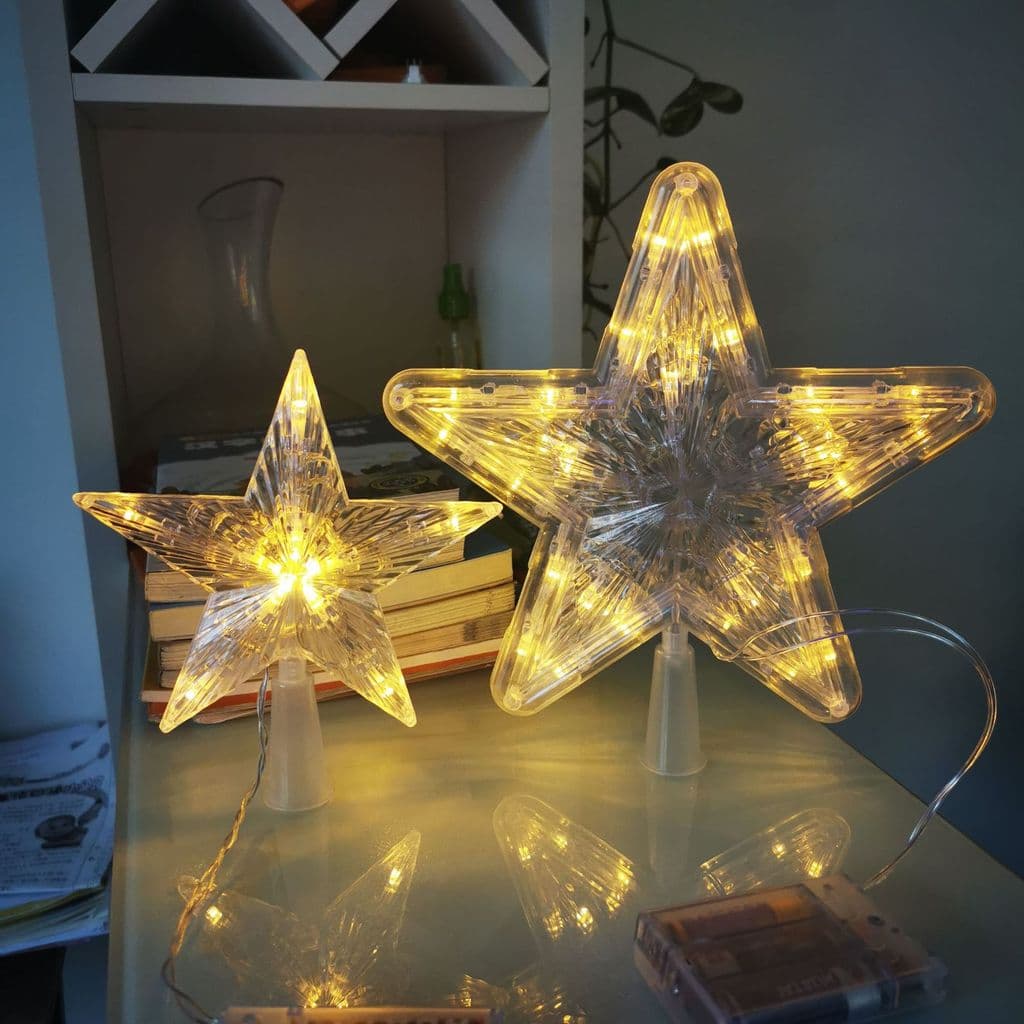 Árvore De Natal Estrela Topper LED Iluminado Decoração Superior Alimentado Por Bateria Noel Navidad 2022 Casa Enfeites D