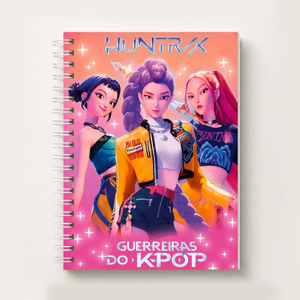 Caderno Kpop Meninas Huntrix Guerreiras do Kpop Espiral Capa Dura A5 Caderno Personalizado Kpop | A