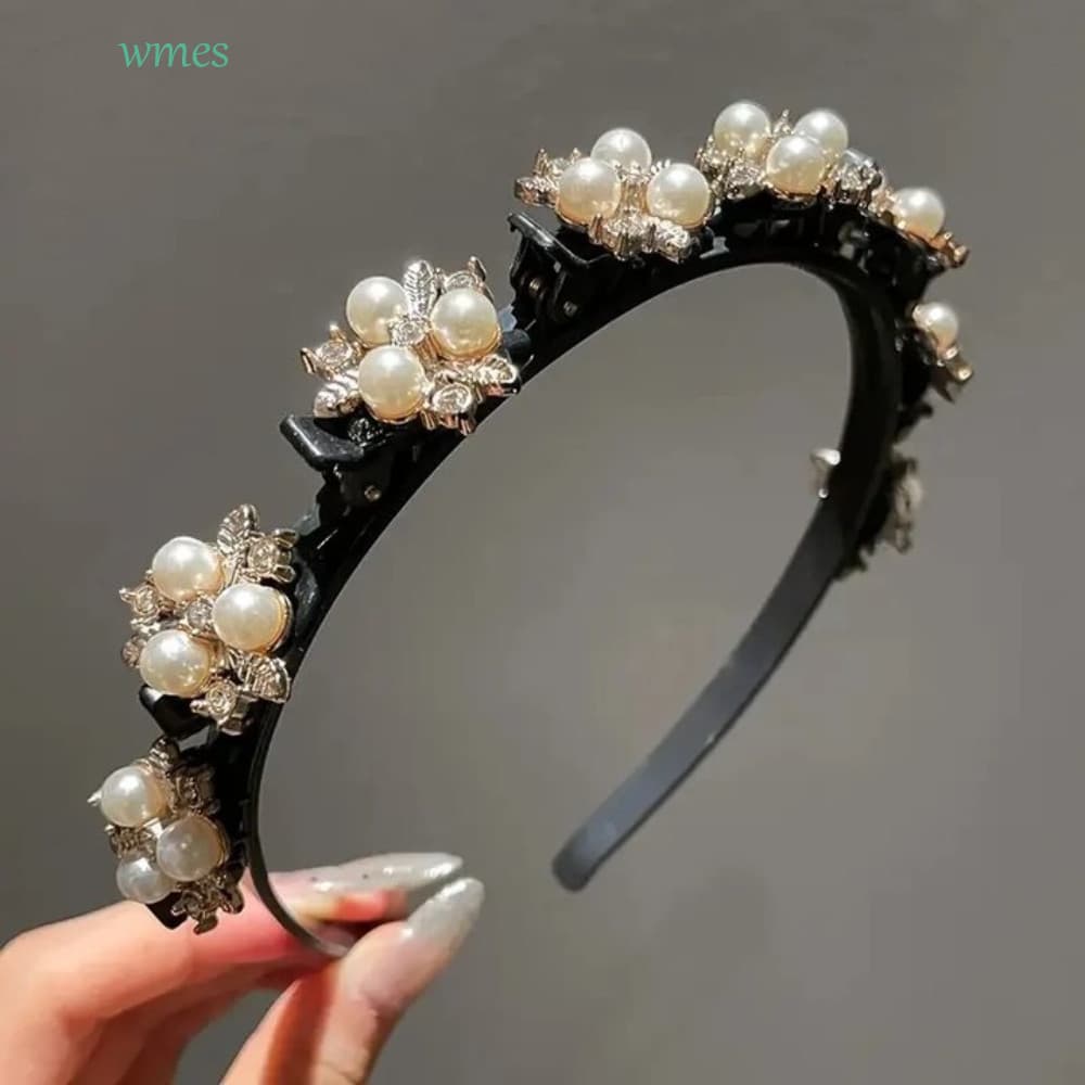 WMES1 Ferramentas Trançadas Faixa De Cabelo , Pérola Zircão Preguiçoso Meninas Trança Aros Clipes Torcidos