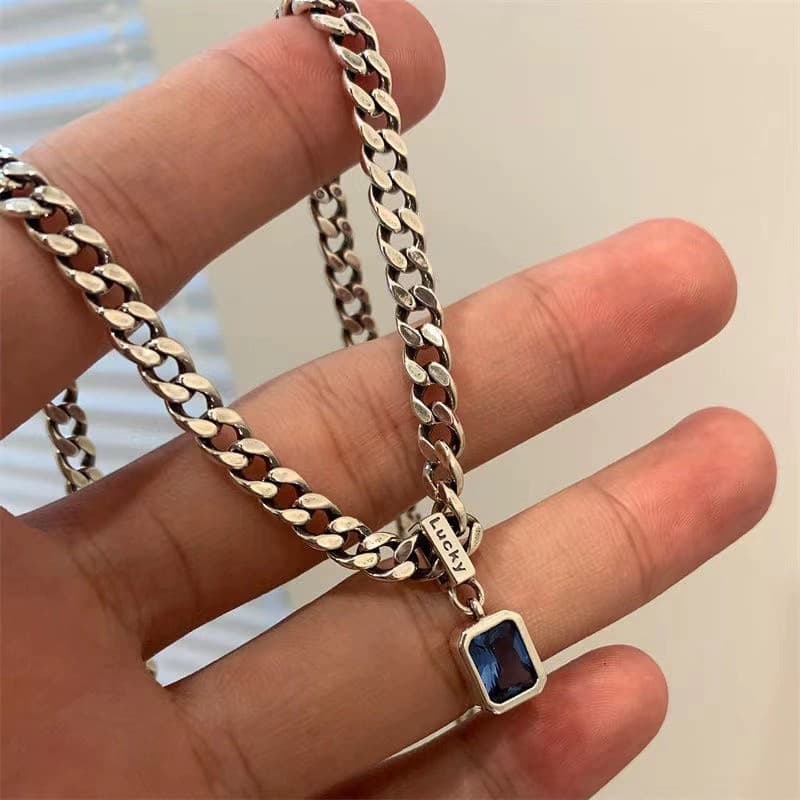 Gargantilha Choker Colar Semijoia Colar Feminino ACC safira grosso colar masculino zircão camisola corrente feminina Ret