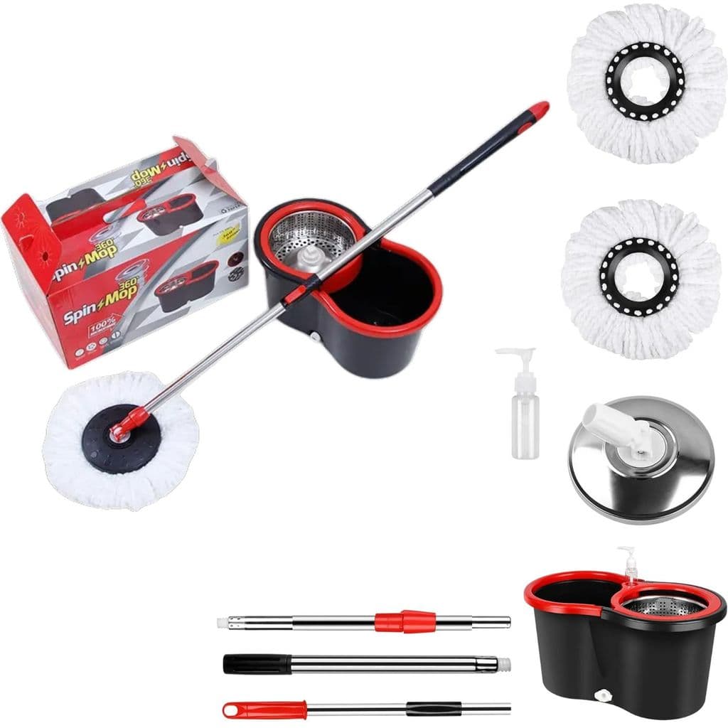MOP GIRATORIO 360° SPIN MOP PRETO/ VERMELHO