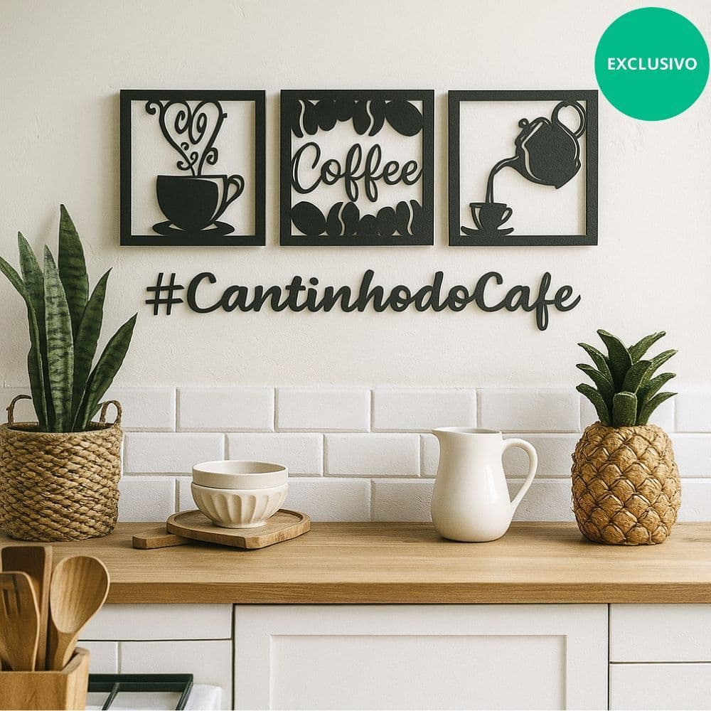 Kit 3 Quadros Cantinho do café + frase de parede #cantinho do café Minimalista Decorativo cabeceira