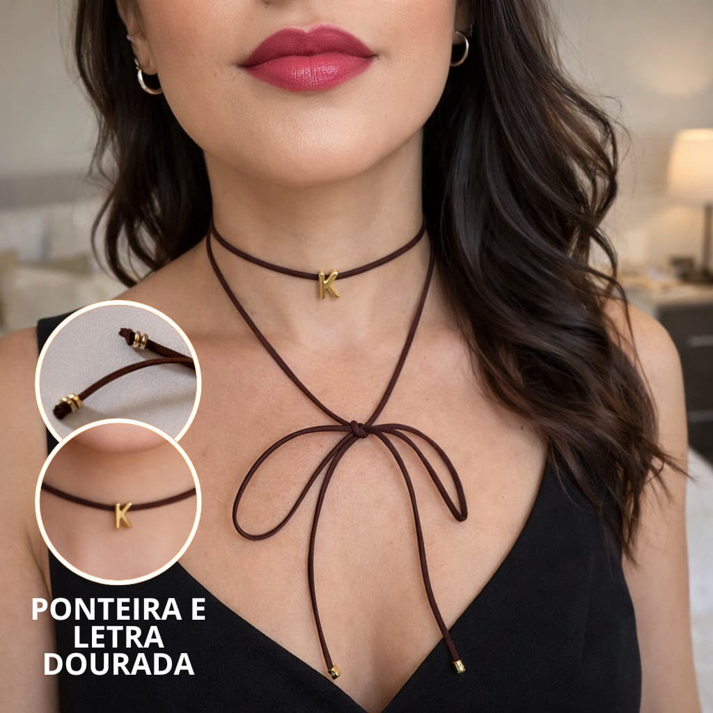 Colar gravatinha prático e versátil Choker Elegante Exclusivo Moda: amarre como preferir