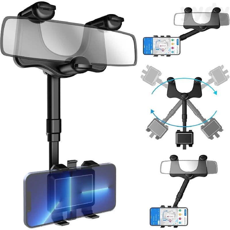 Suporte de Telefone para Carro FUDUOO, Suporte de Telefone Móvel para Espelhos Retrovisores, 360 °   Rotativo e Retrátil