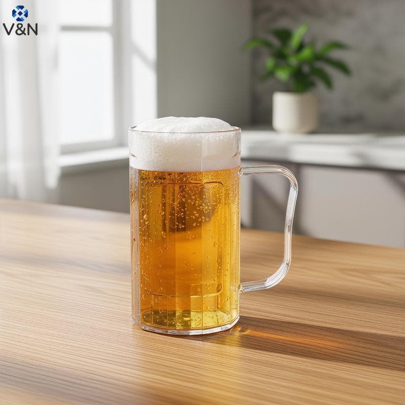 (V & N) Caneca De Cerveja Transparente Inquebrável , Copo De Plástico Acrílico De Qualidade Alimentar Para Suco De Café