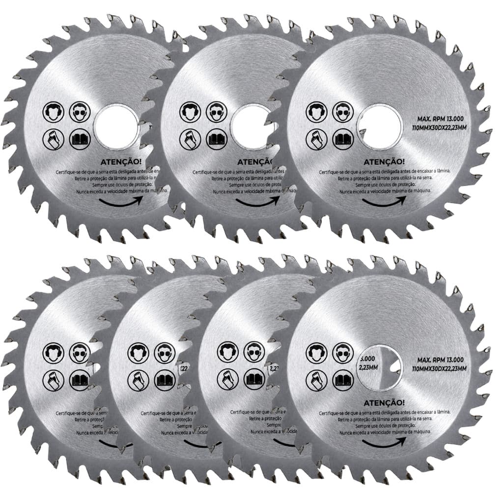 Kit 7/5/4/2 Disco Madeira 30 Dentes 110x22,23mm Serra Circular Makita Corte MDF MDP Caibro Ripa