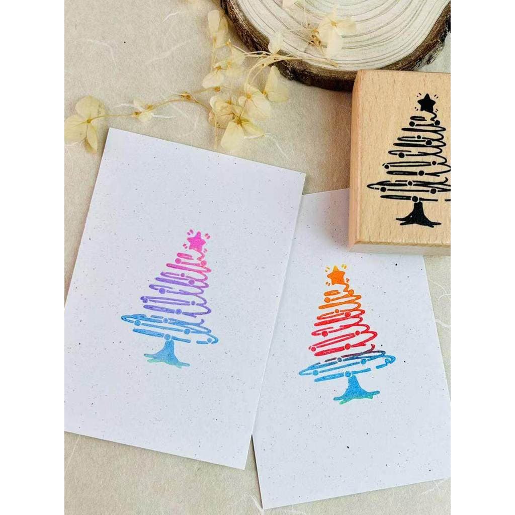 [Árvore de Natal] Manual Original Carimbo Presente de Natal Decoração Limitada Carimbo de Borracha Papelaria Carimbo de