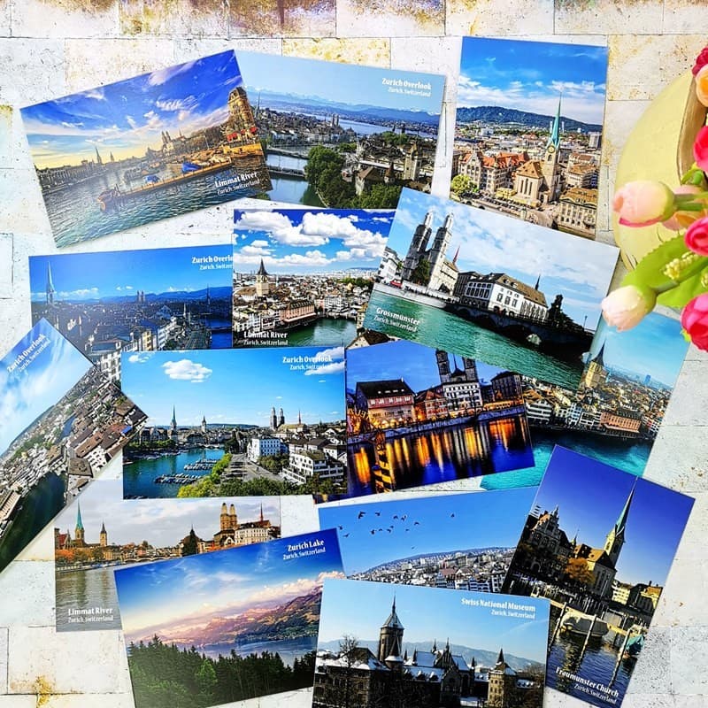 Zurich cidade arquitetura cenário Natural cartão postal europeu suíço viagem paisagem cartão versão em inglês