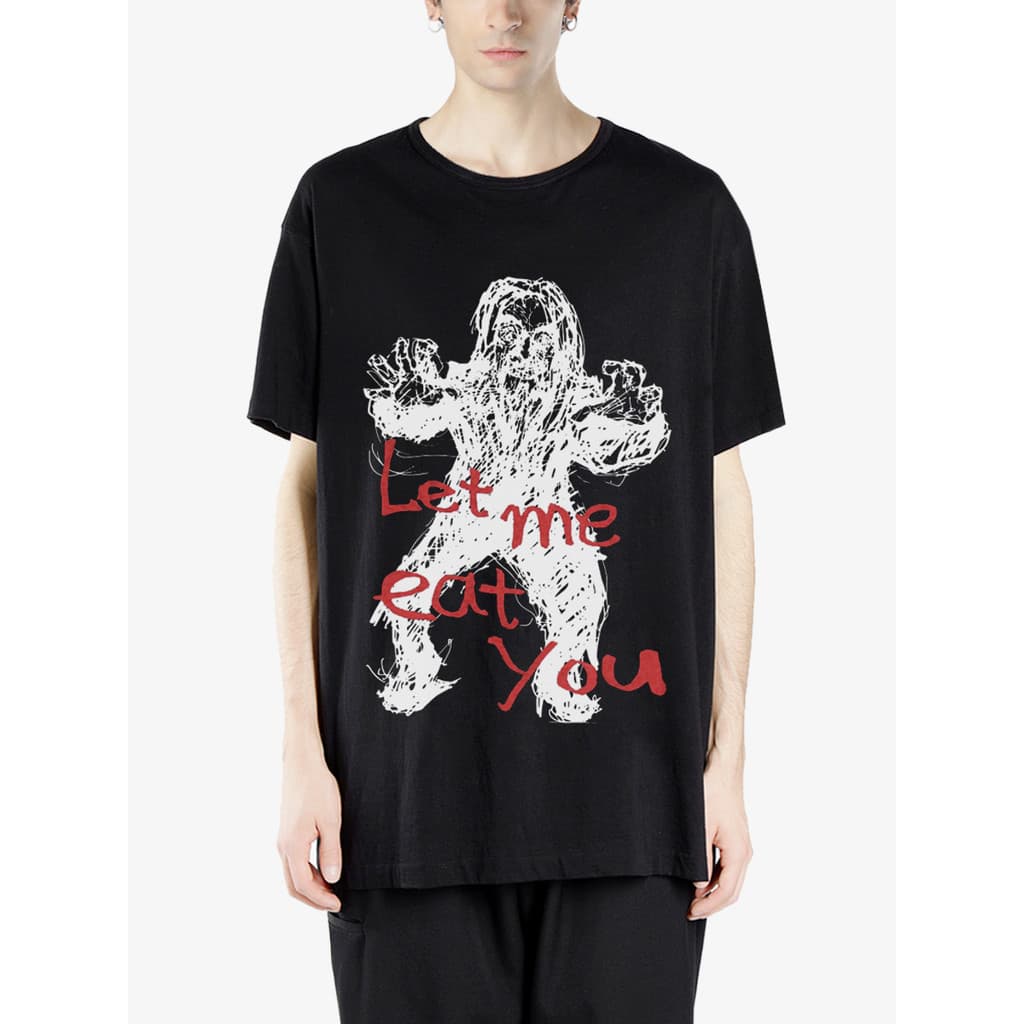 GAOSTUDIOS Preto Pintado à Mão Crânio Impressão Camiseta Masculina Solta Japonês Retro Nicho Yamamoto Clássico Manga Cur