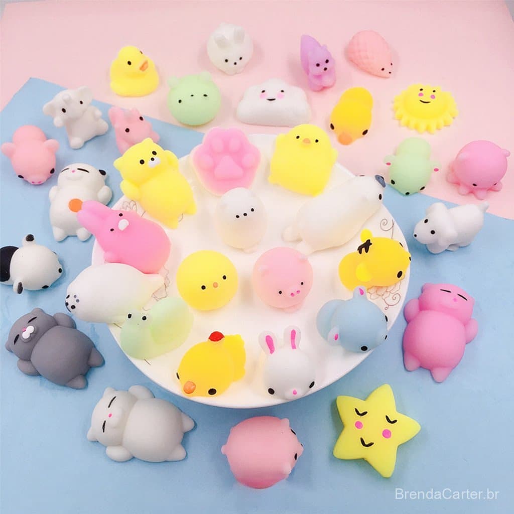 30 Peças De Brinquedos De Animais De Apertar Macio-Mini Pitada Para Alívio Do Estresse , Cores E Estilos Aleatórios