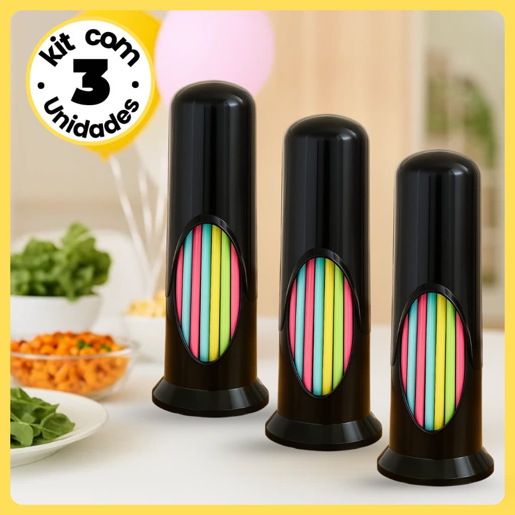 Kit 3 Porta Canudos Plástico Simples Lanchonete Restaurante Boteco Bares Sorveteria