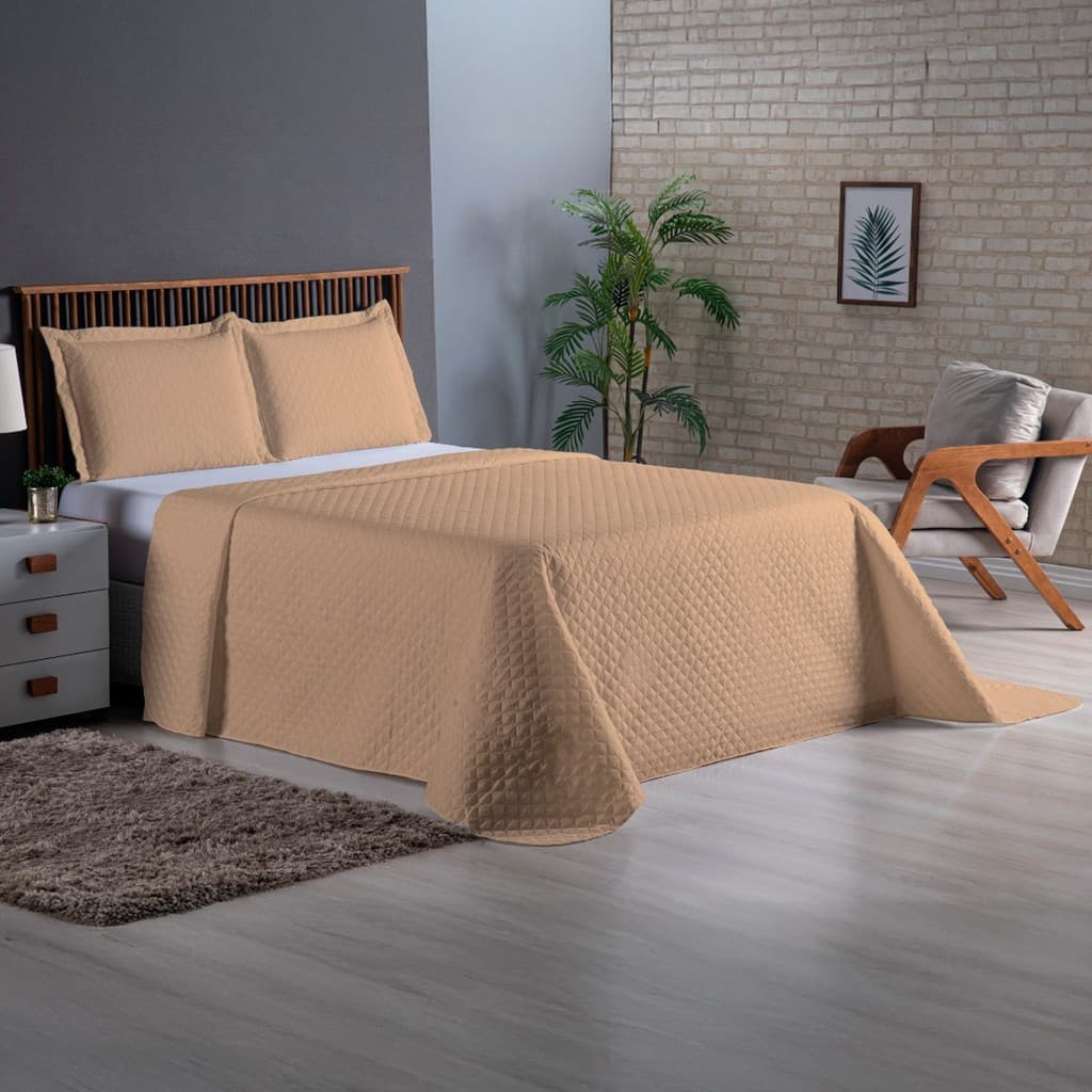 Cobre Leito Casal 3 Peças Estampado Face Única Matelado