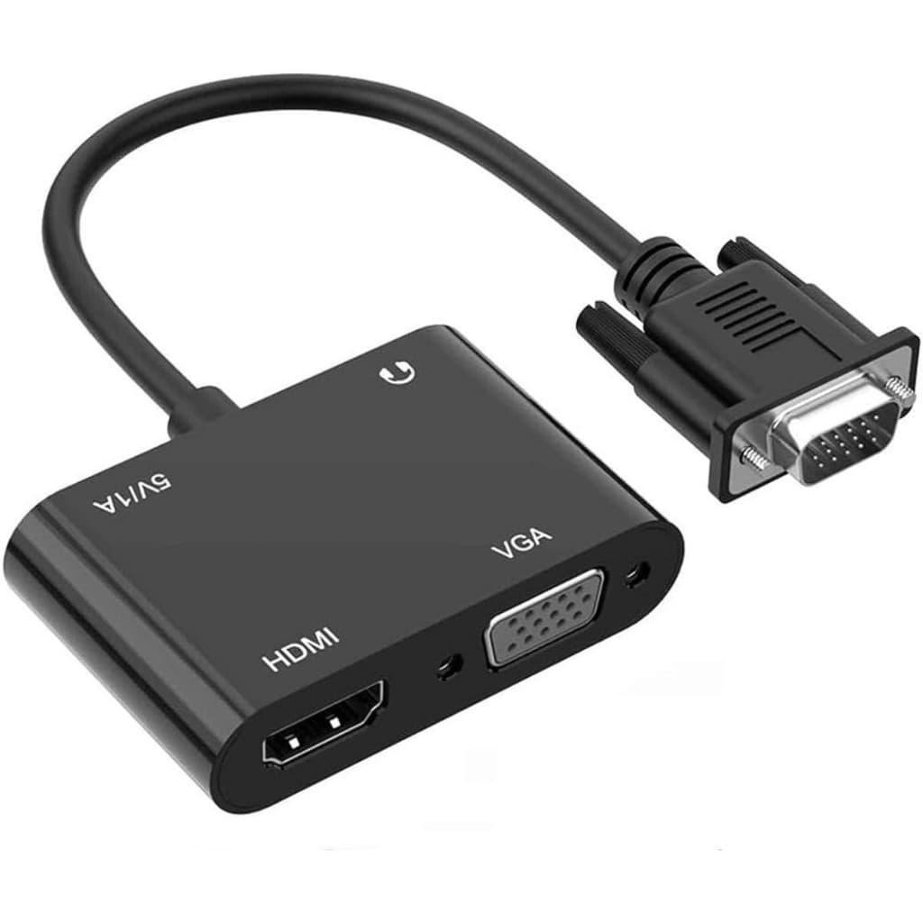 Adaptador VGA para VGA-HDMI Com Saída de Áudio Jack 3.5mm e Cabo de Alimentação USB-Micro V8 5V/1A