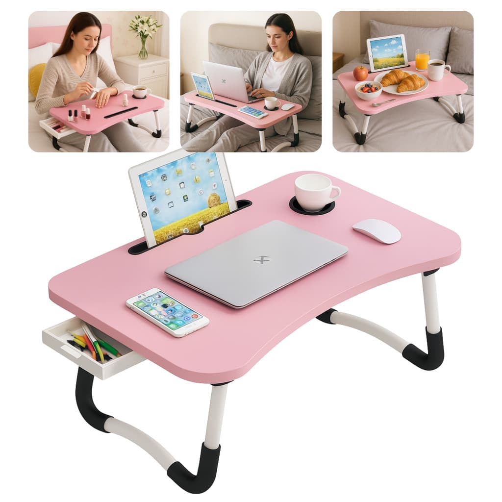 Mesa Dobrável De Madeira P/ Notebook, Cama, Sala, Sofá