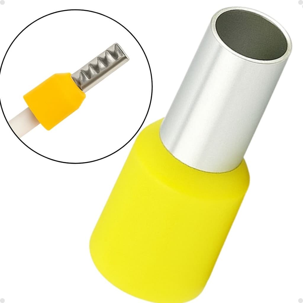 TERMINAL TUBULAR ILHÓS SIMPLES 70MM AMARELO 10 PEÇAS