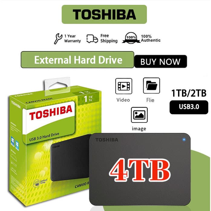 Disco Rígido Toshiba 1TB 2TB 4TB USB 3.0 Externo Portátil De 2,5 Polegadas
