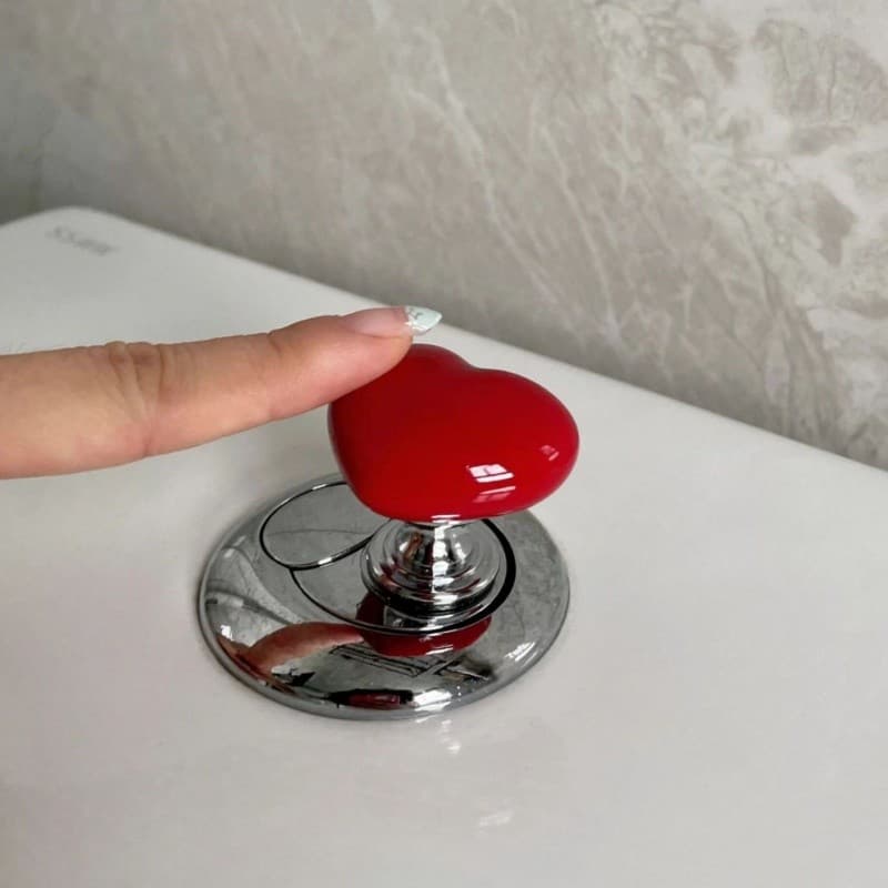 KIT2 botão de pressão de vaso sanitário descarga formato coração decoração