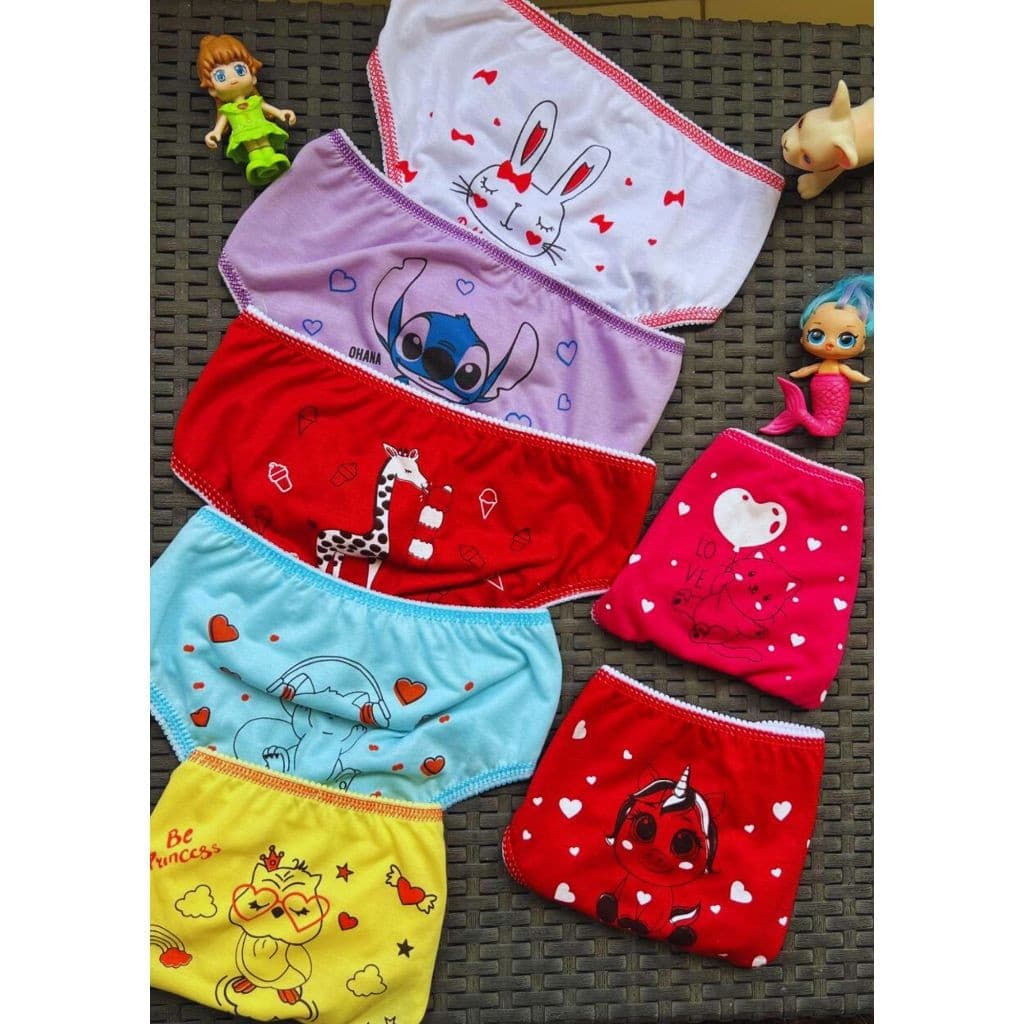 Kit 10 Calcinha Tanga Infantil Sublimada Roupa Menina Personagens Calçolinha Juvenil