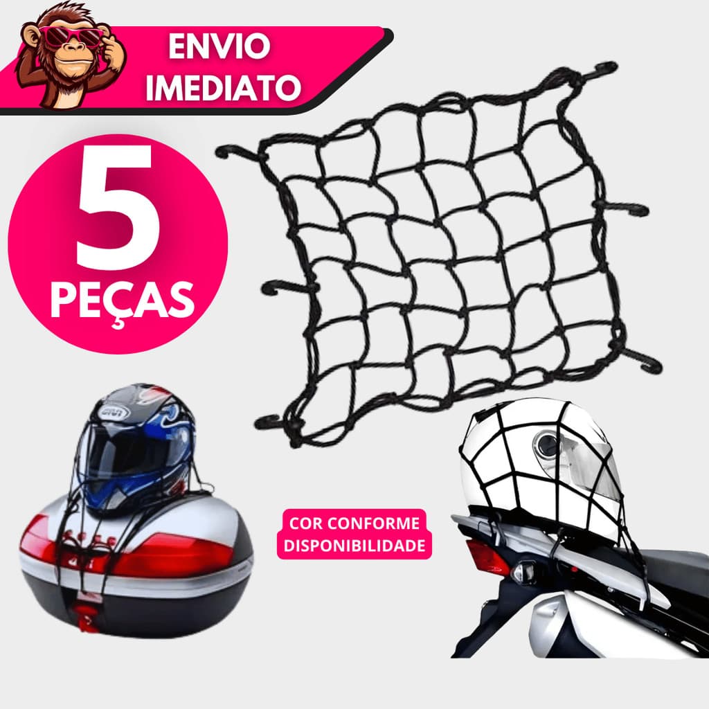 Kit 1/2/3/4/5 Redinha Elástica Aranha Moto 30×30 cm Porta Capacete Bagageiro