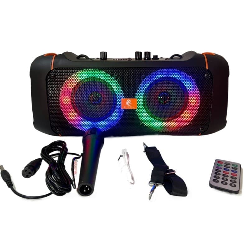 Mega Caixa de Som Bluetooth KARAOKE Portatil Com Alça Gigante Amplificada Microfone Leds USB POTENTE