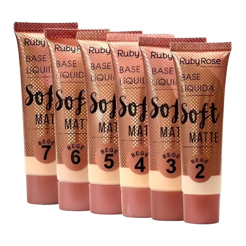 Base Líquida Ruby Rose Soft Matte Alta cobertura, Efeito Natural e Acabamento Perfeito o dia todo