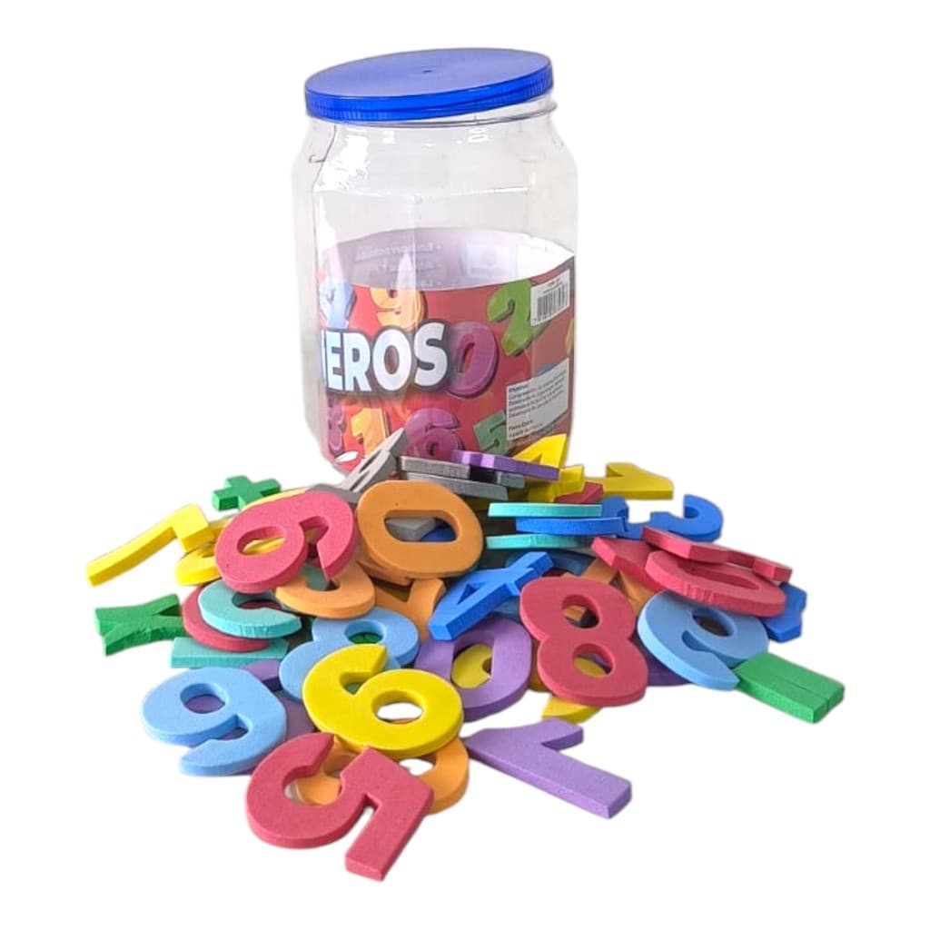 Números EVA Pote com 55 Peças Balde Jogo Educativo Matemática Sinais